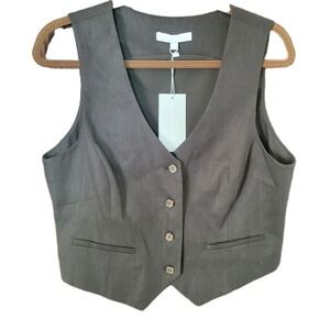 NWT ANTONIO MELANI Melinda V-Neck Sleeveless Vest Black Size 12 Lined Chic